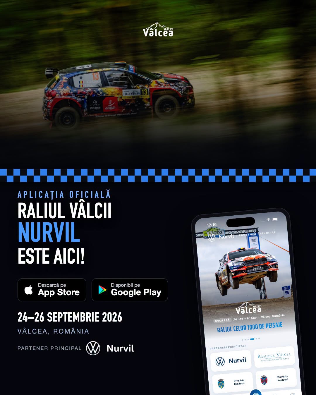 Aplicația oficială Raliul Vâlcii Nurvil pe telefon — descarcă din App Store și Google Play